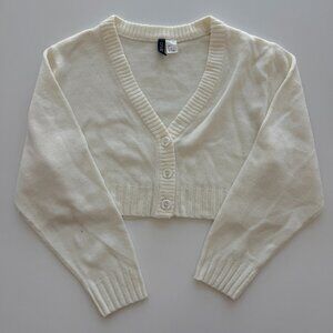 H&M White Button Cardigan